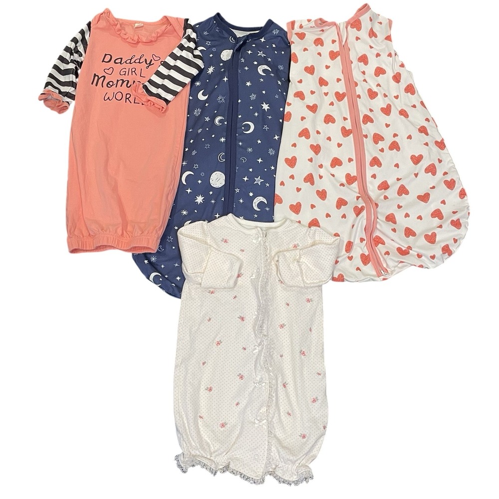 Baby Sleep Sack Wrap Gown Lot of 4 Multicolor Newborn 0-3M